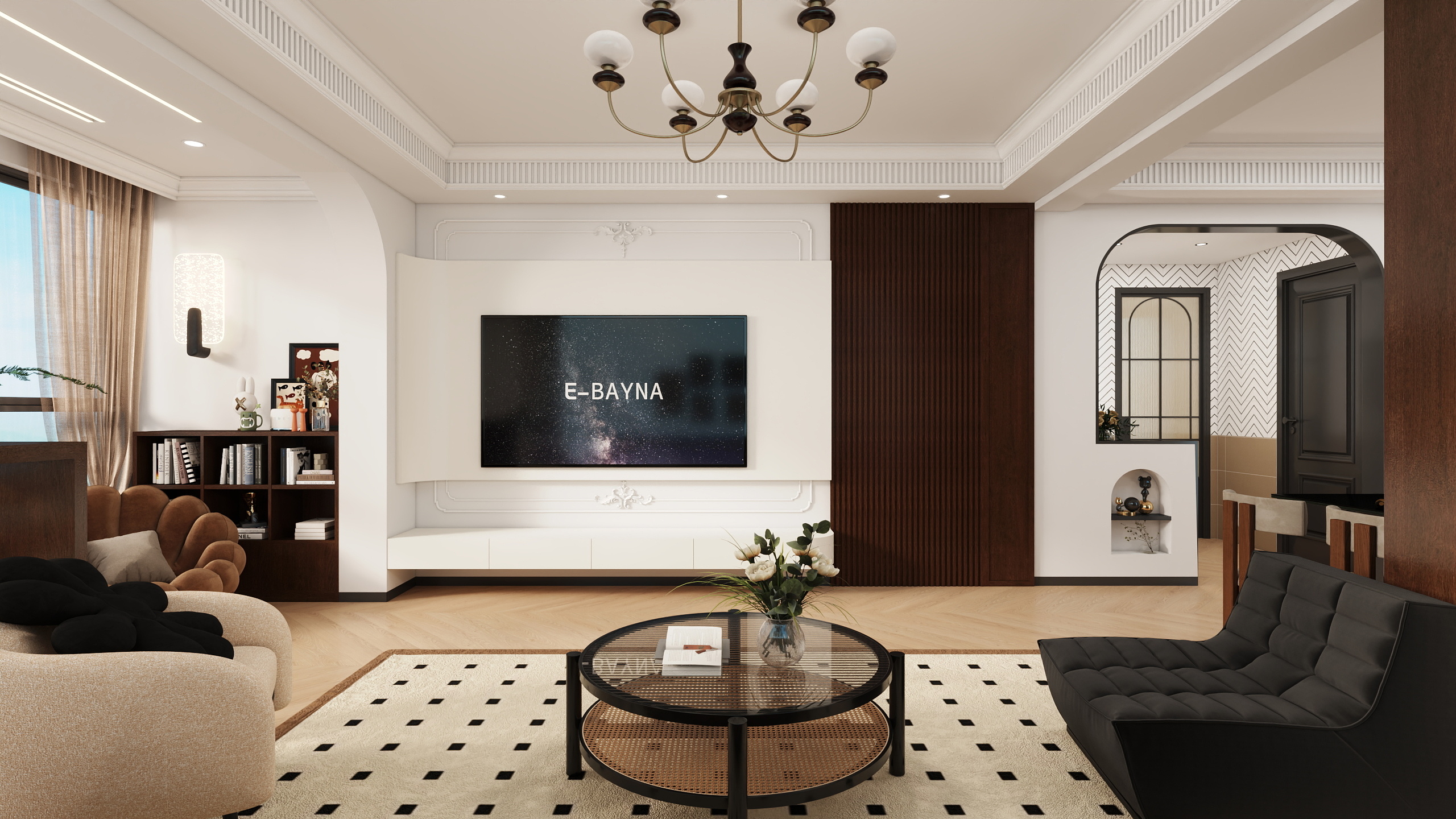 李青越-99方法式复古风格两居室装修效果图