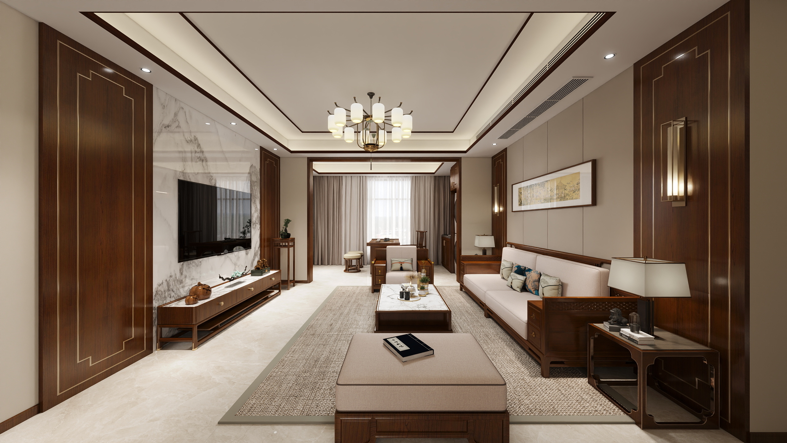 千景室内设计工作室-新中式140㎡4室-装修设计方案