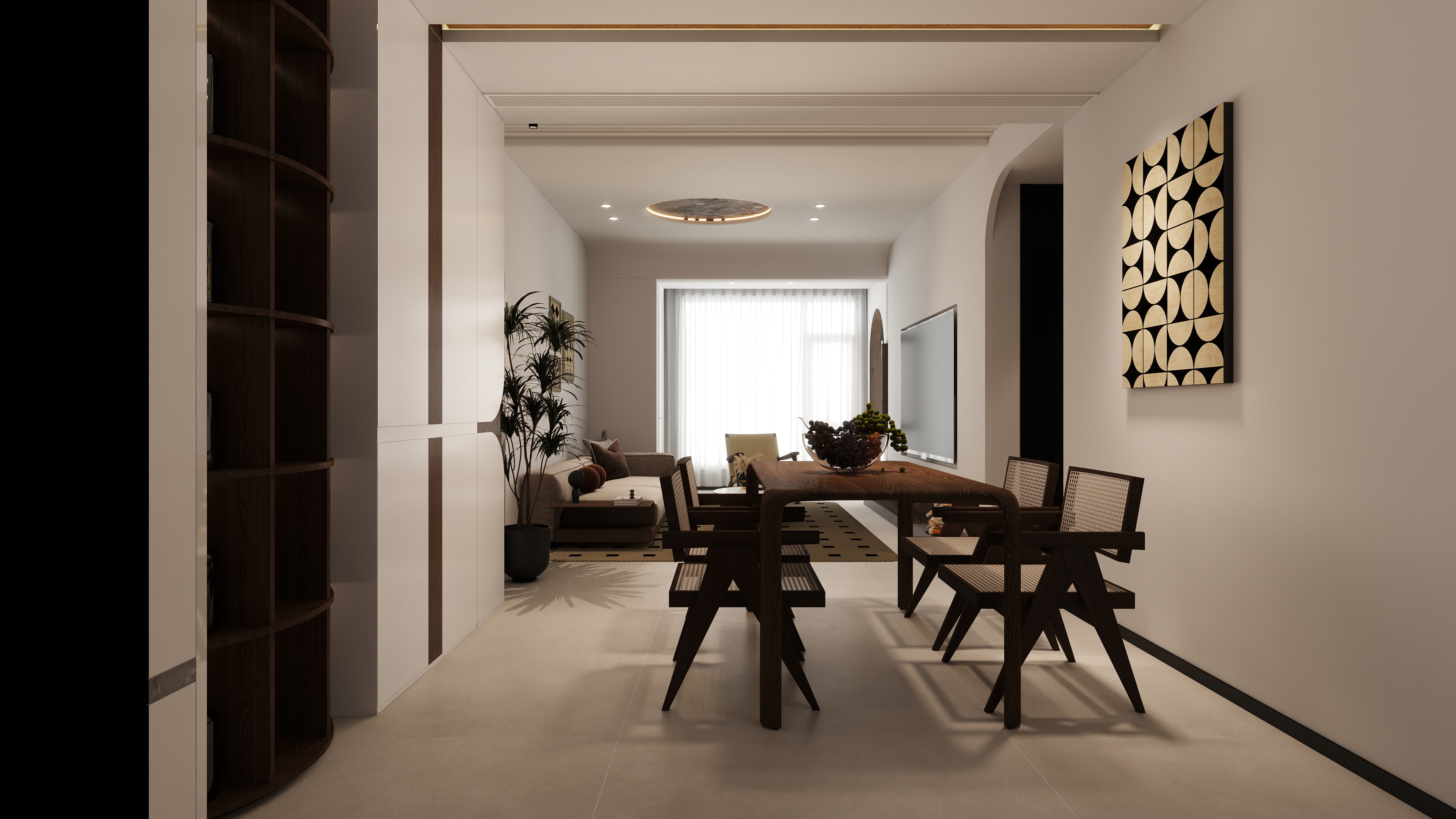 王志熔-外滩锦城90m²户型—侘寂风装修效果图