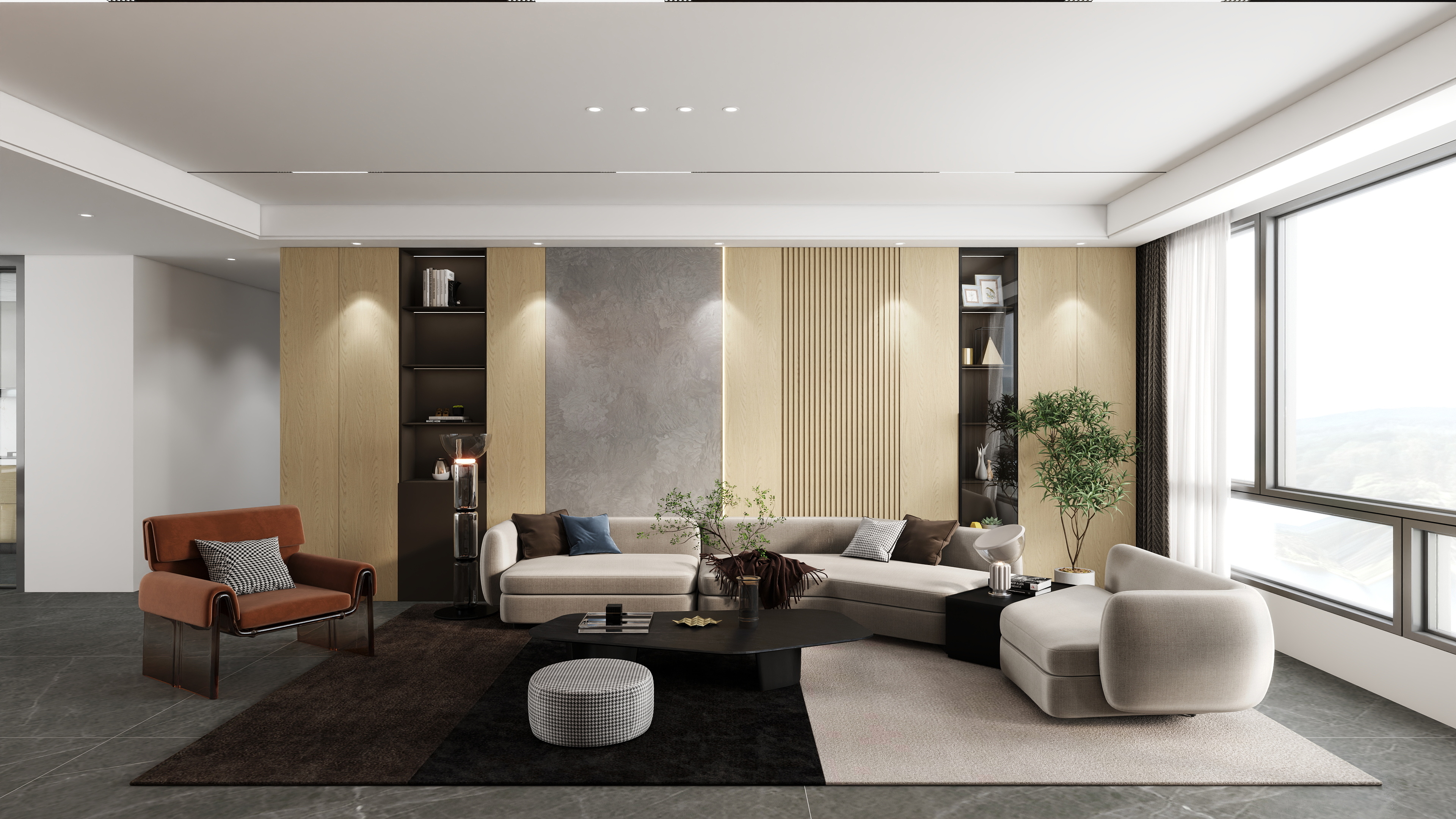 百源设计师-喻斌强-现代原木风装修效果图