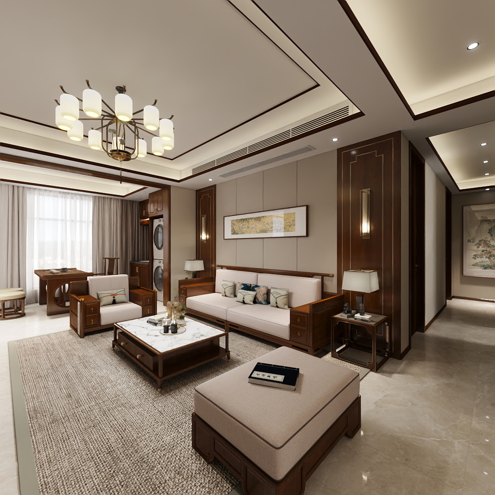 千景室内设计工作室-新中式140㎡4室装修效果图