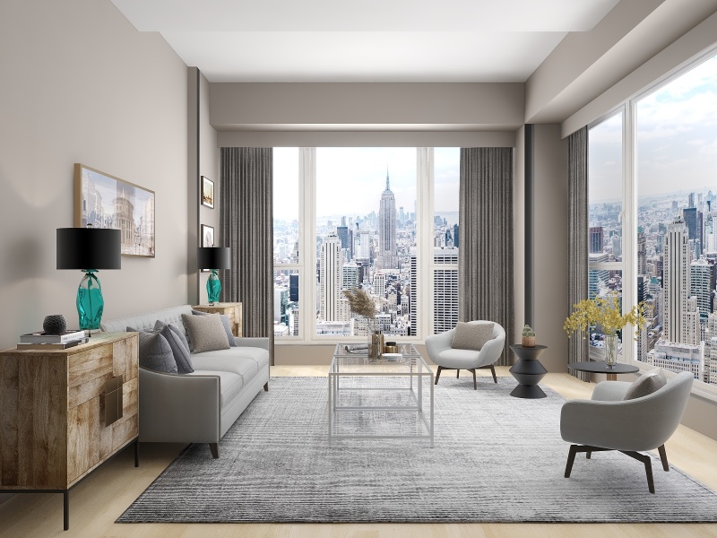 Urban View Transitional Creamy Living Room