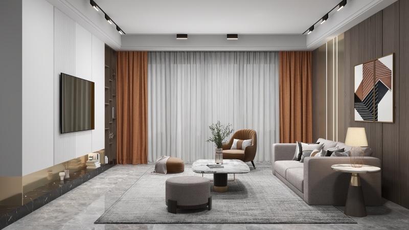 Modern Transitional Living Room with Gray Tone