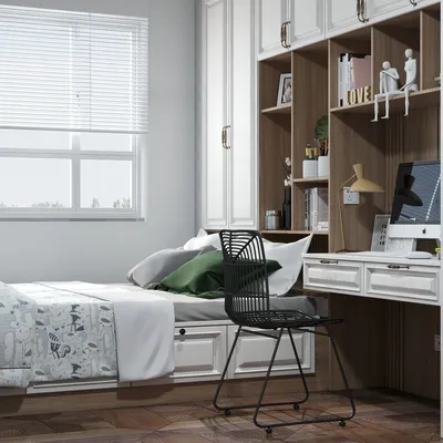 Modern Minimalist Bedroom with White and Wood Tones
