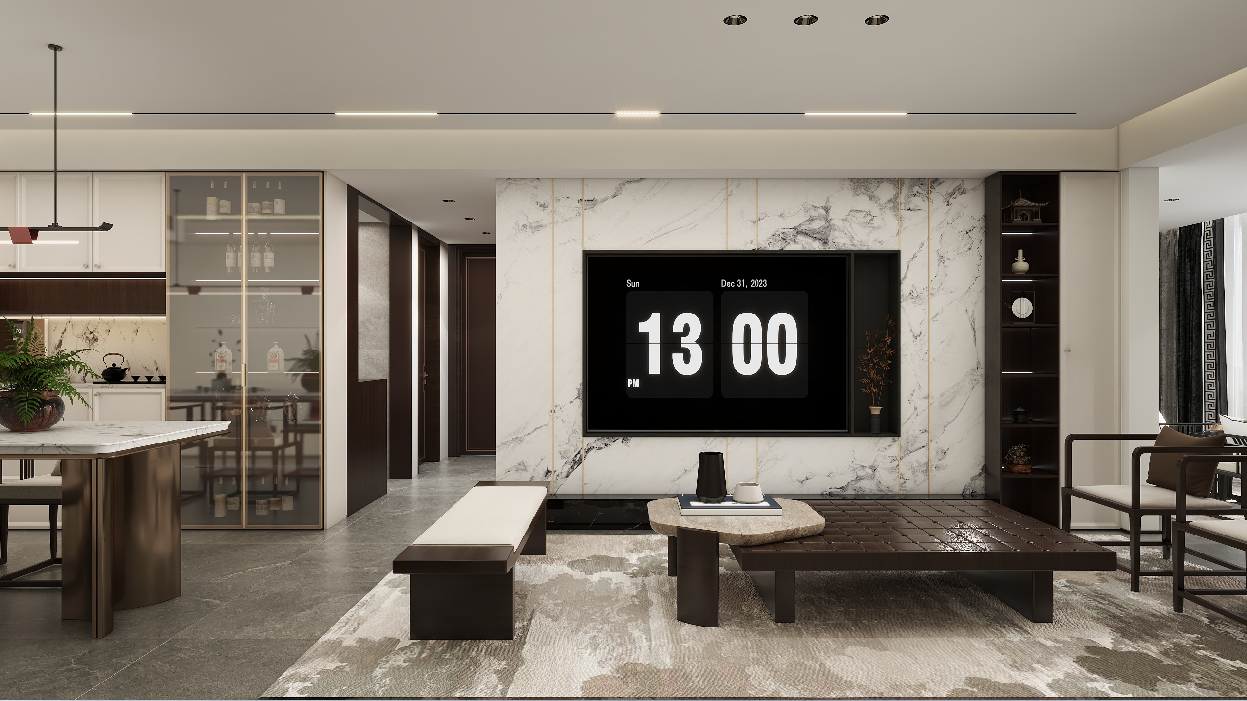 简约装饰iiii-恩施凤凰嘉苑128m²-新中式-装修设计方案