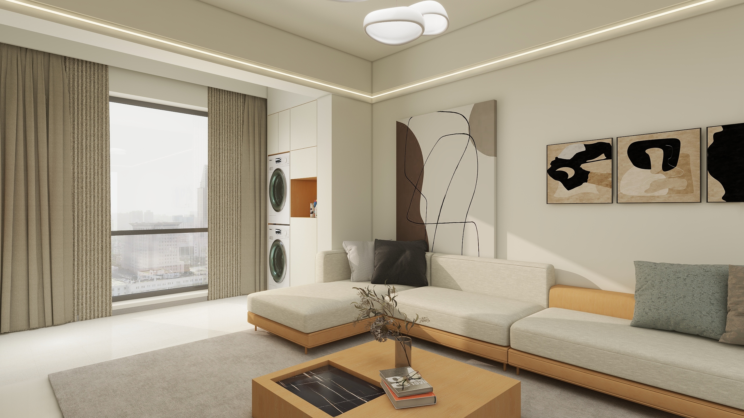 建筑设计蒋工-极简原木风-全屋定制-两居室装修效果图