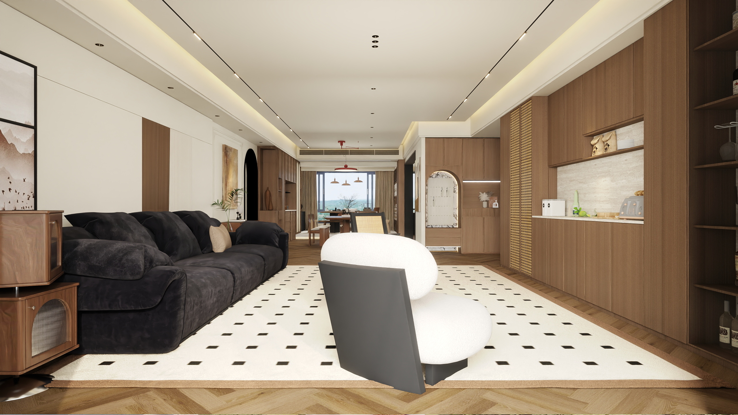 张煜强煜境设计-盛世名门中古奶油279㎡6室装修效果图