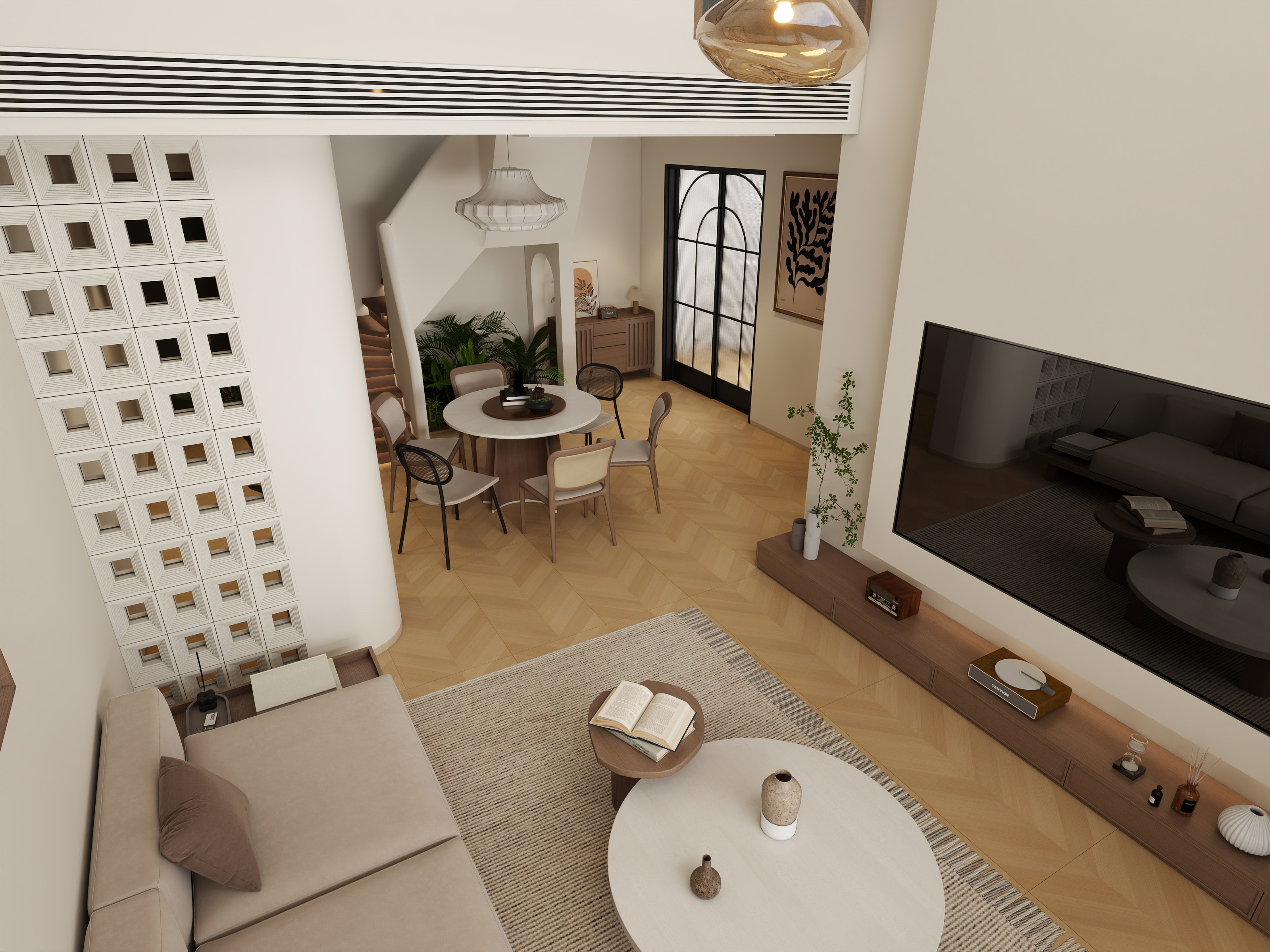 .效果图设计-【中古挑空】-装修设计方案