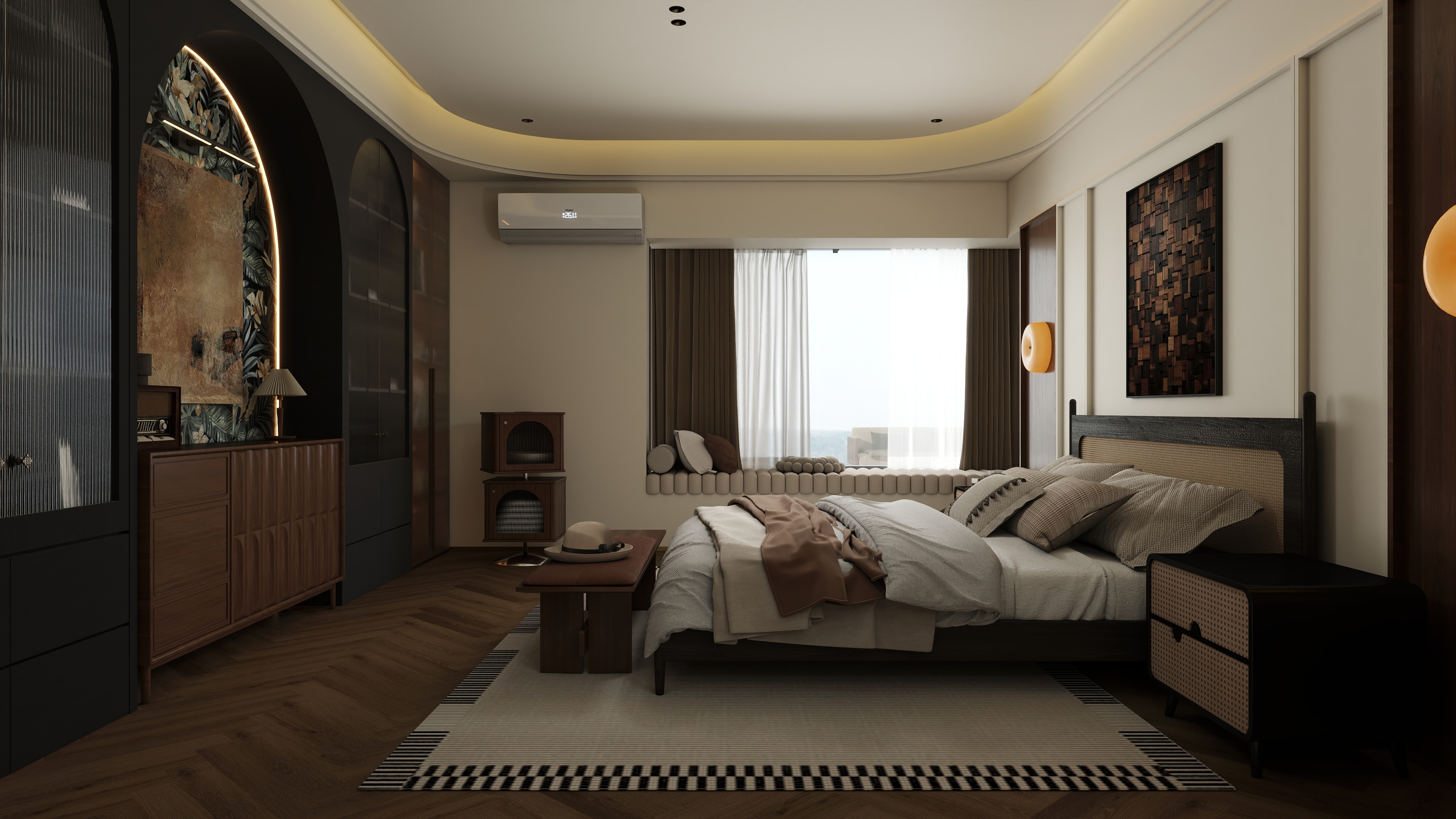 张煜强煜境设计-盛世名门中古奶油279㎡6室装修效果图