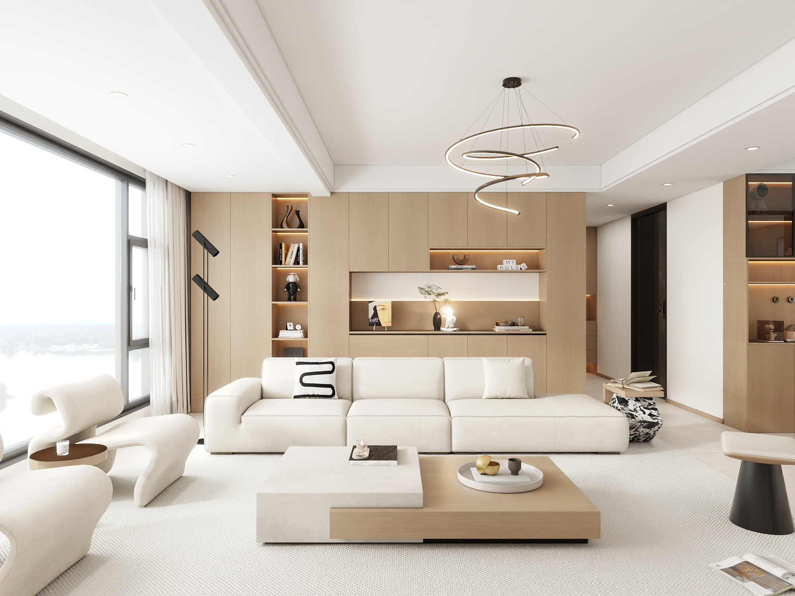 吴爽-117m²奶油原木风格装修效果图