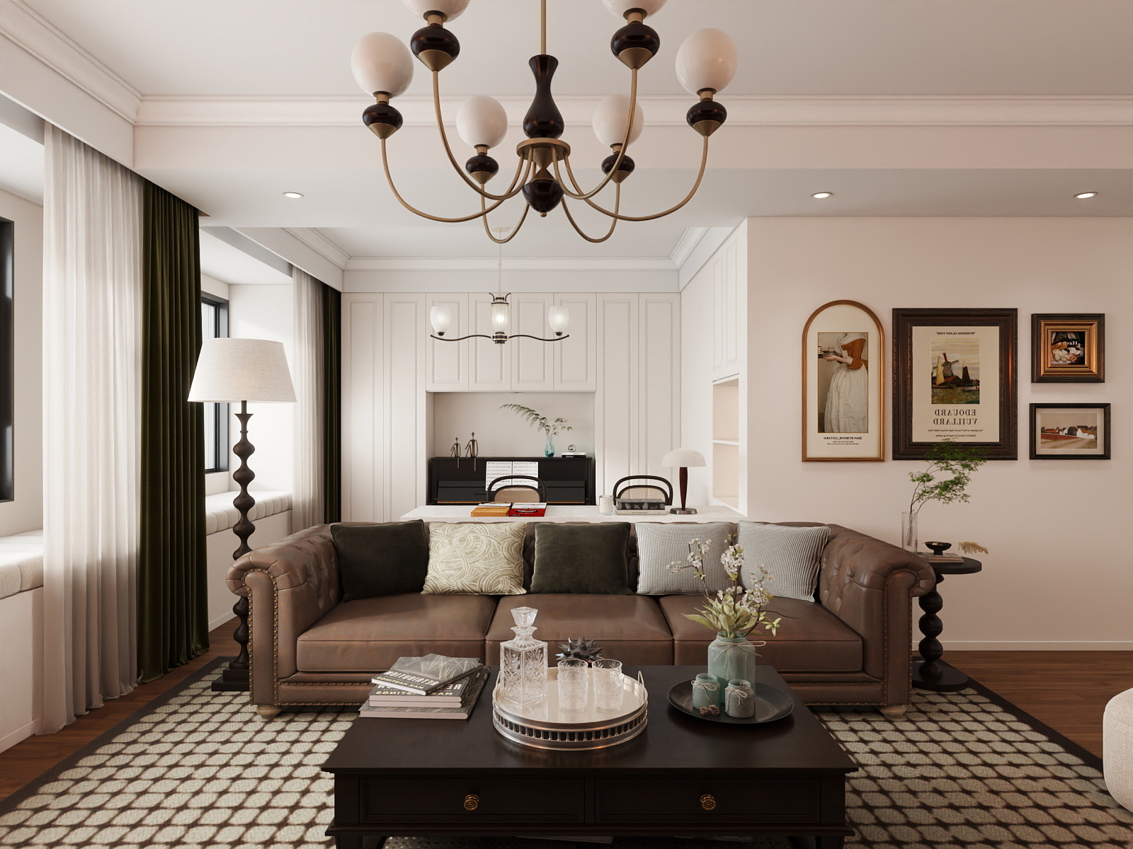 吴爽-111m²复古奶油风格设计装修效果图