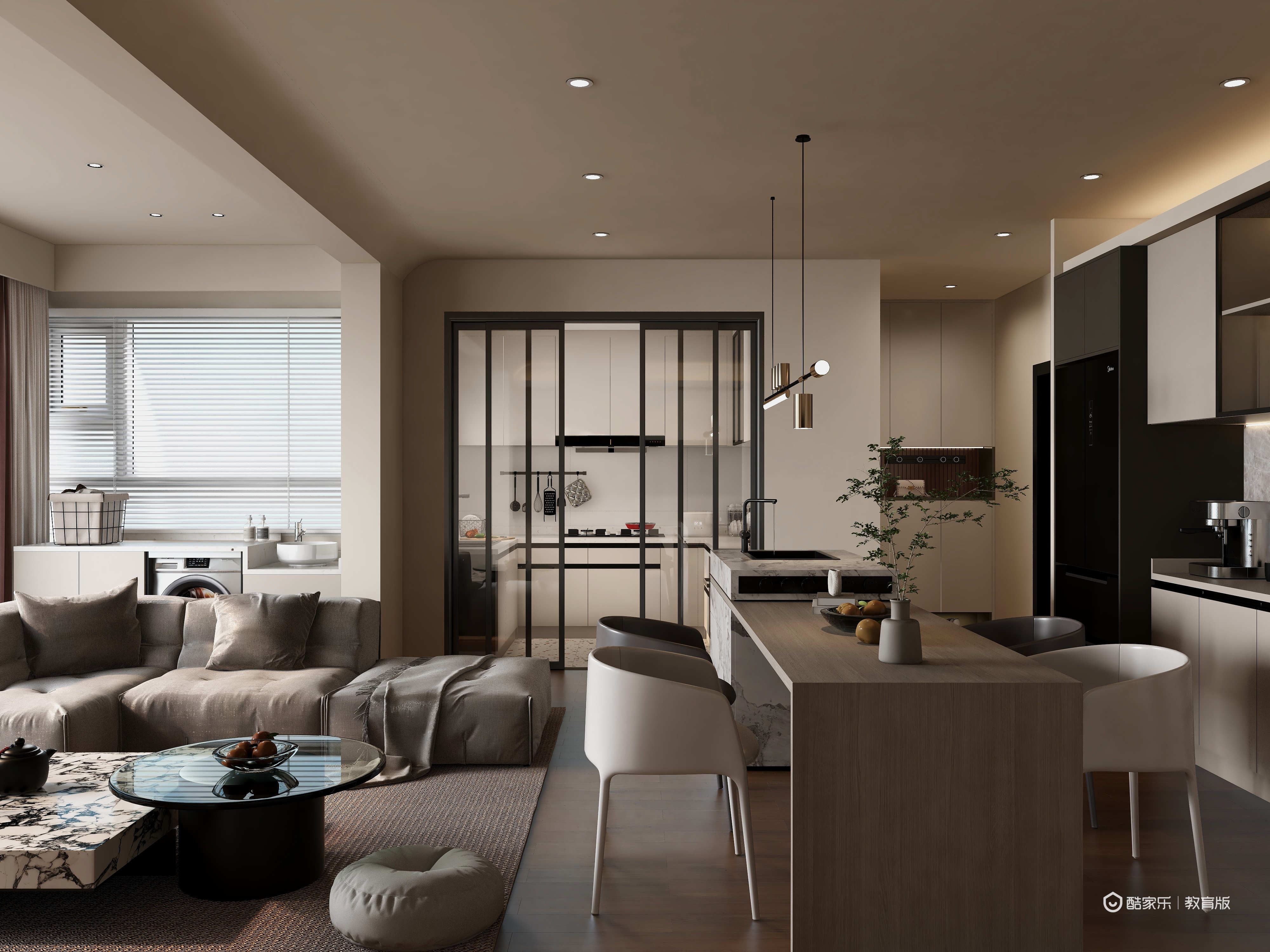 萌哩看海-奶油简约126㎡3室-装修设计方案