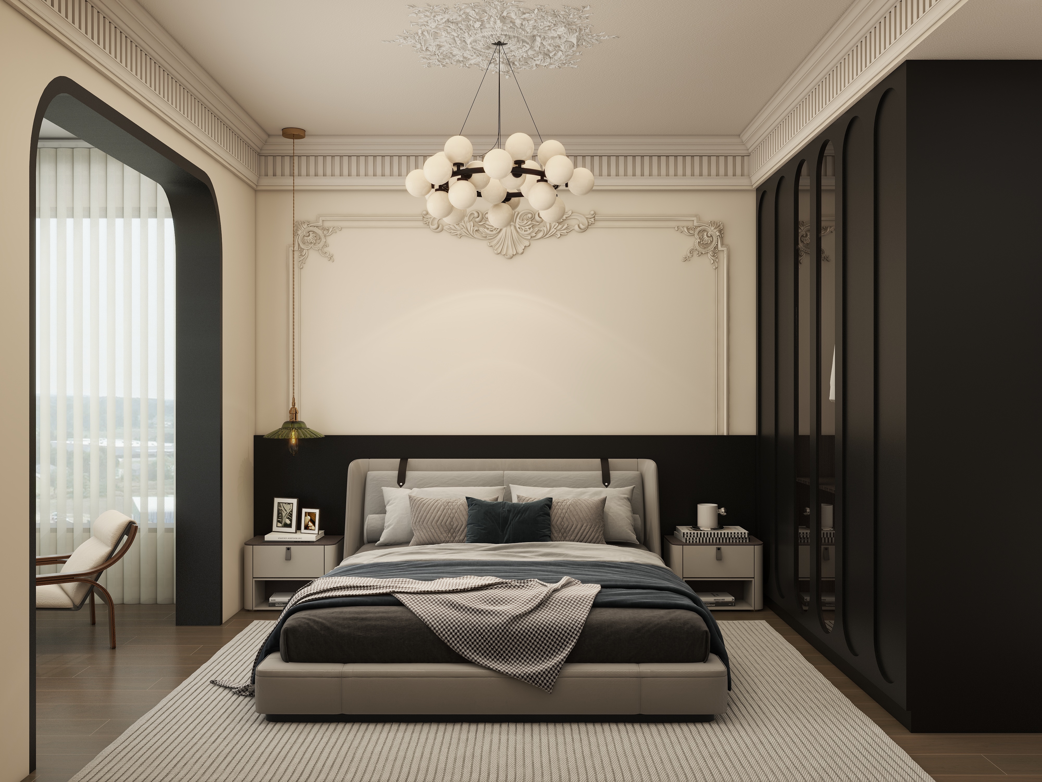 李翔-大北农12号楼西户4室（中古风）装修效果图