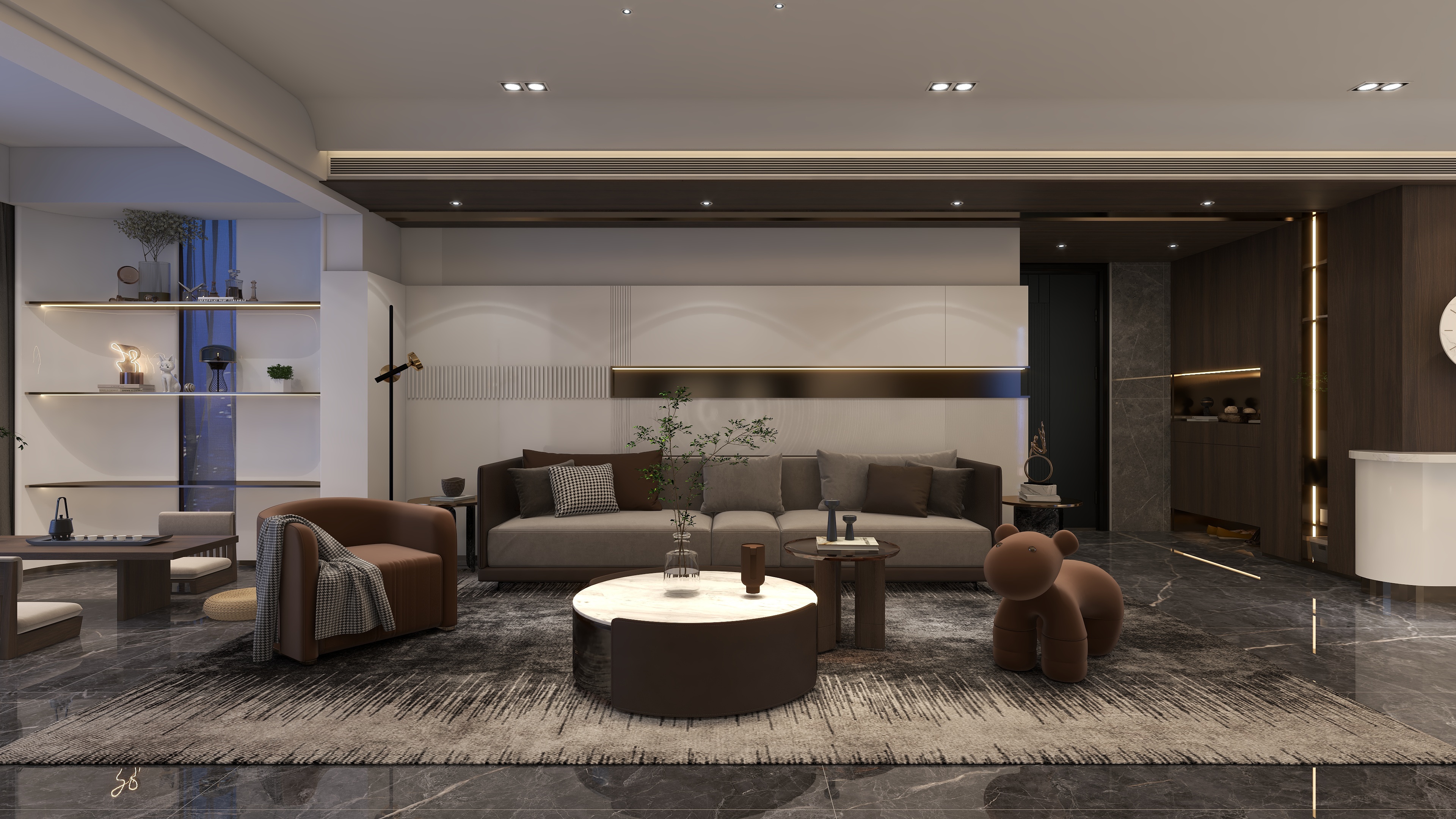 艾佳云-空间设计-213㎡现代港式大平层装修效果图