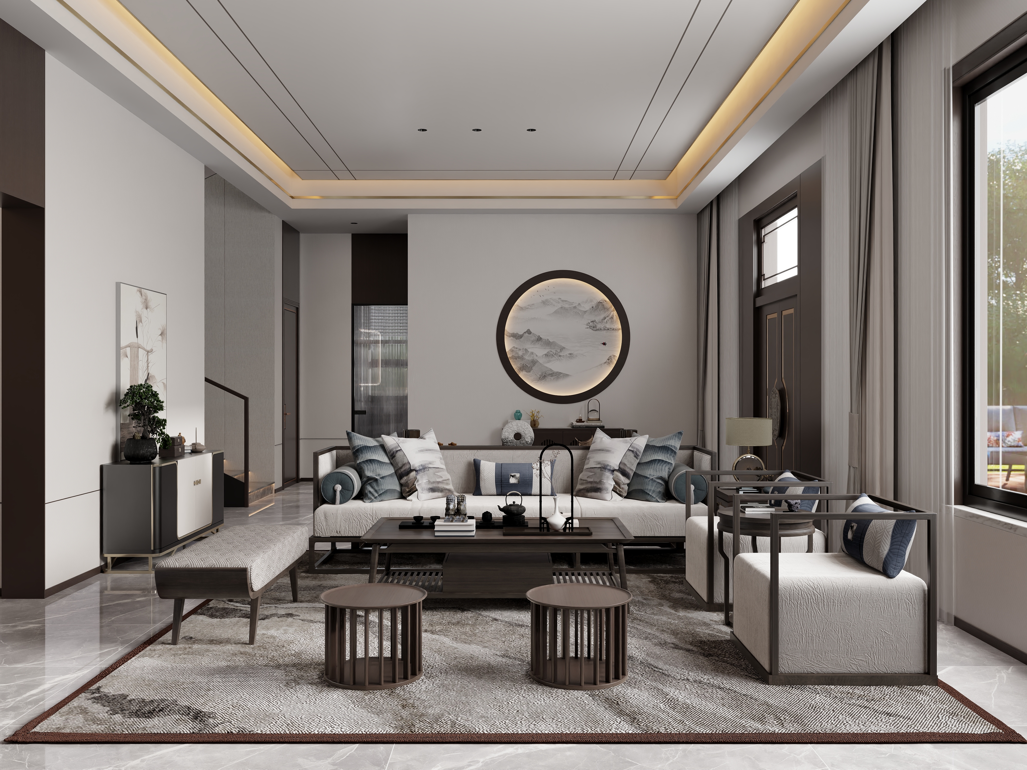 书涵|Harder-【烟火】新中式别墅方案装修效果图