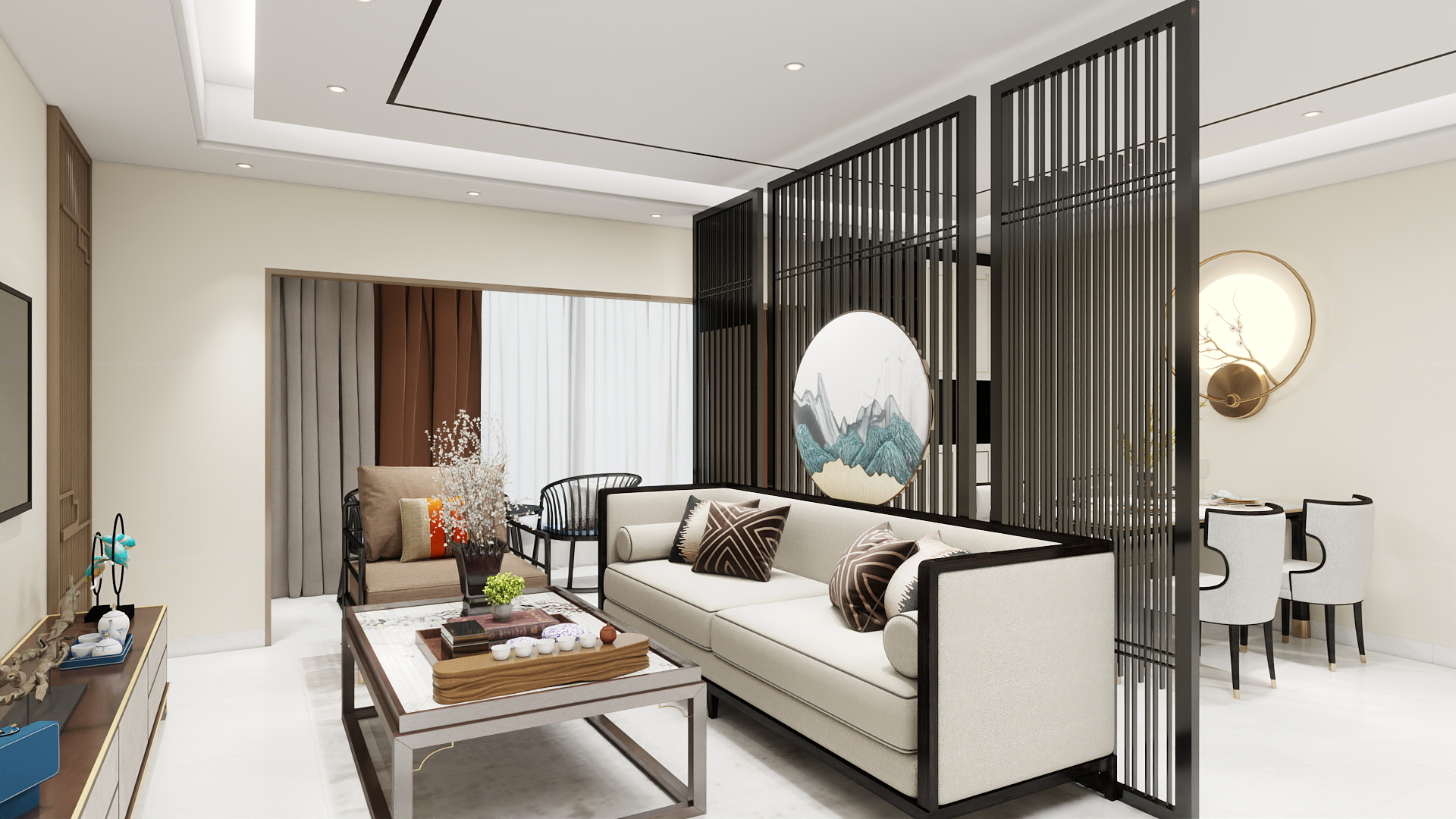 海棠问微雨-闲林山水161㎡3室装修效果图