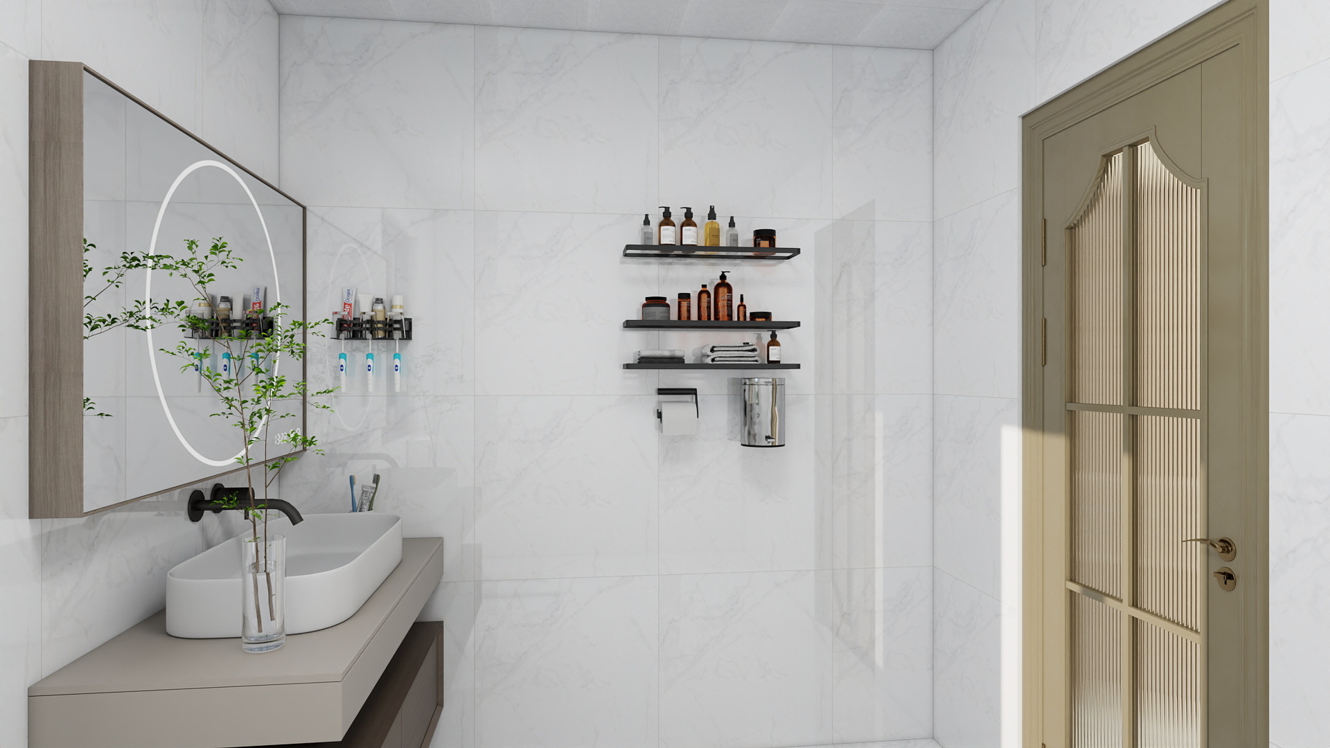 海棠问微雨-闲林山水161㎡3室装修效果图