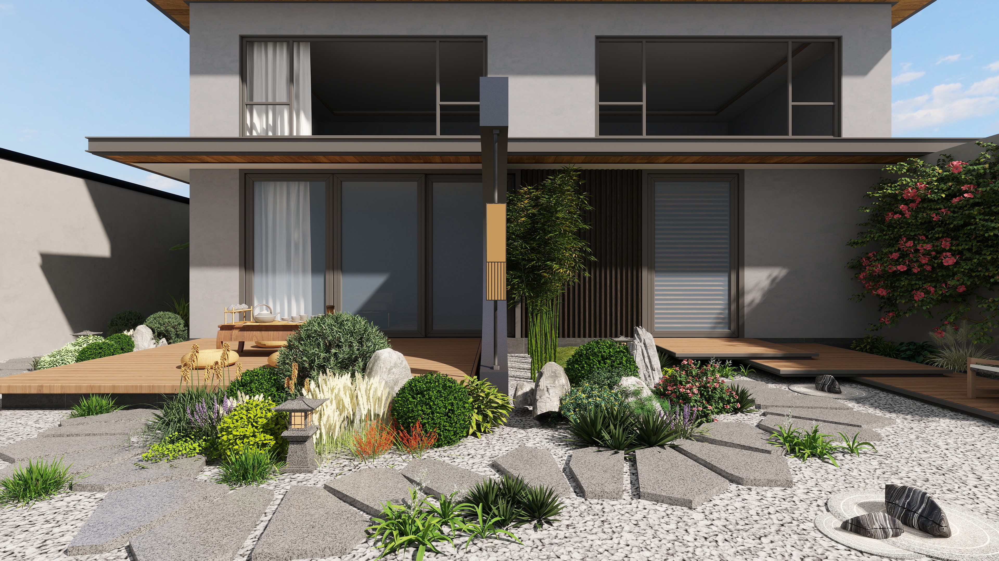 叁次方设计工作室-新中式别墅庭院景观-装修设计方案