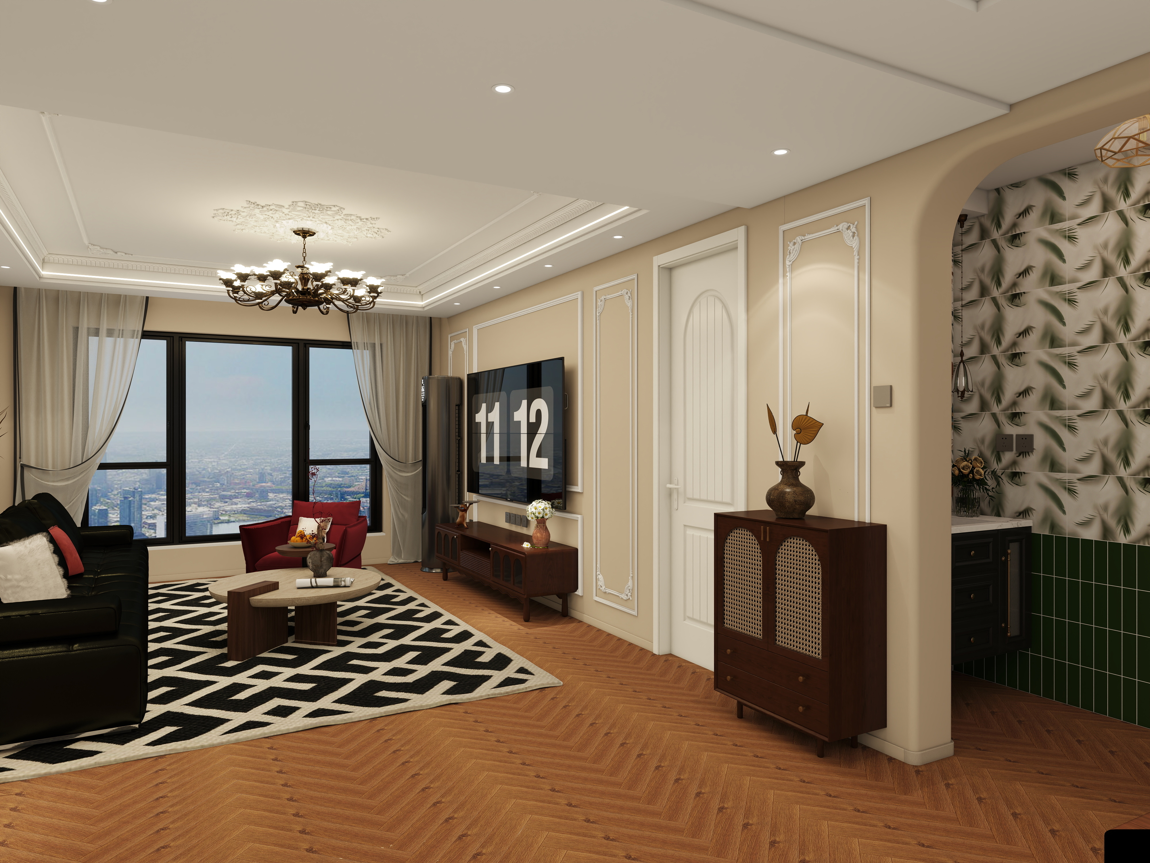 全案设计师张红-丰台区园博园-110㎡3室-法式复古风格-装修设计方案