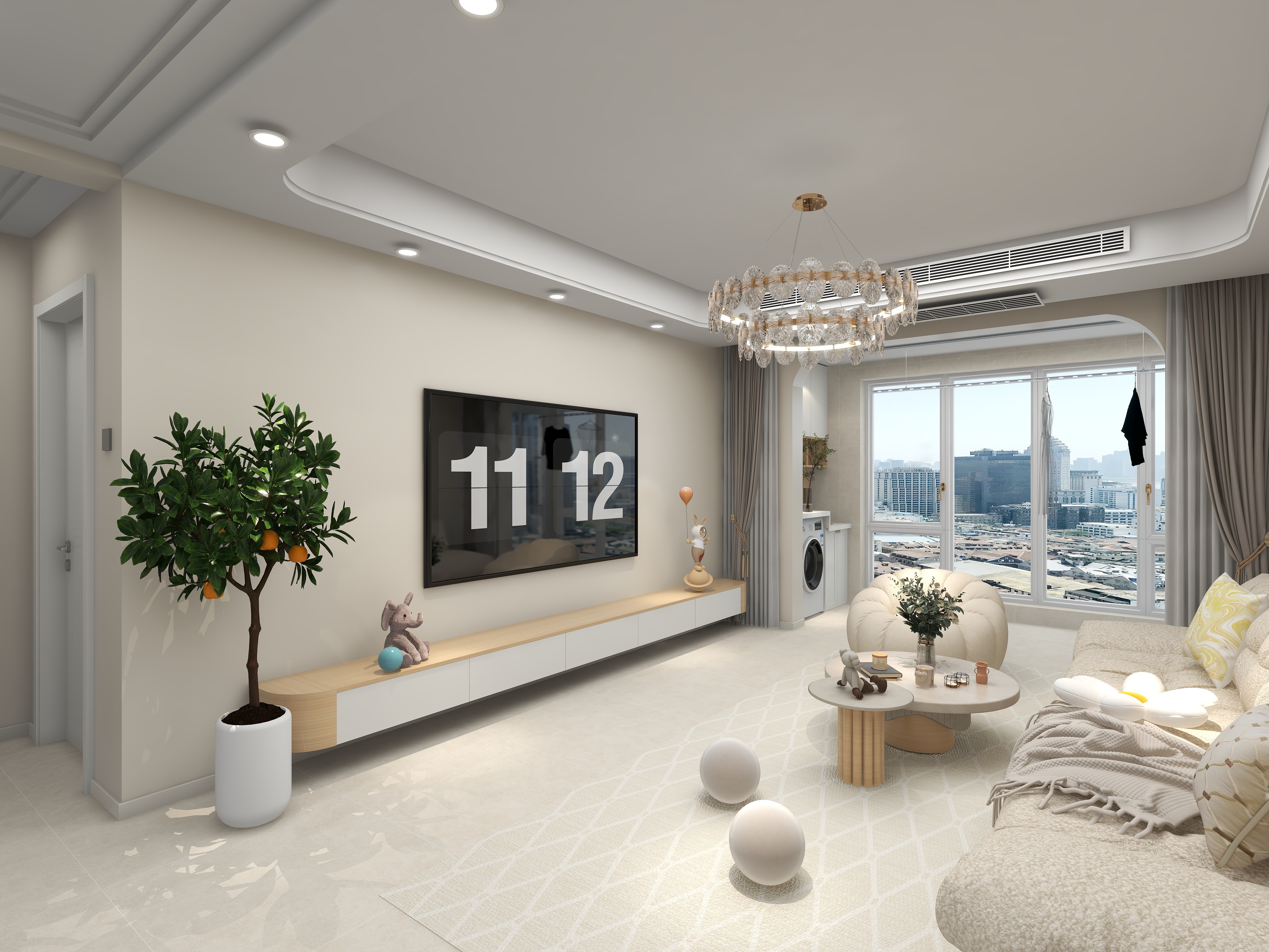 全案设计师张红-壹品原筑-奶油风格装修效果图