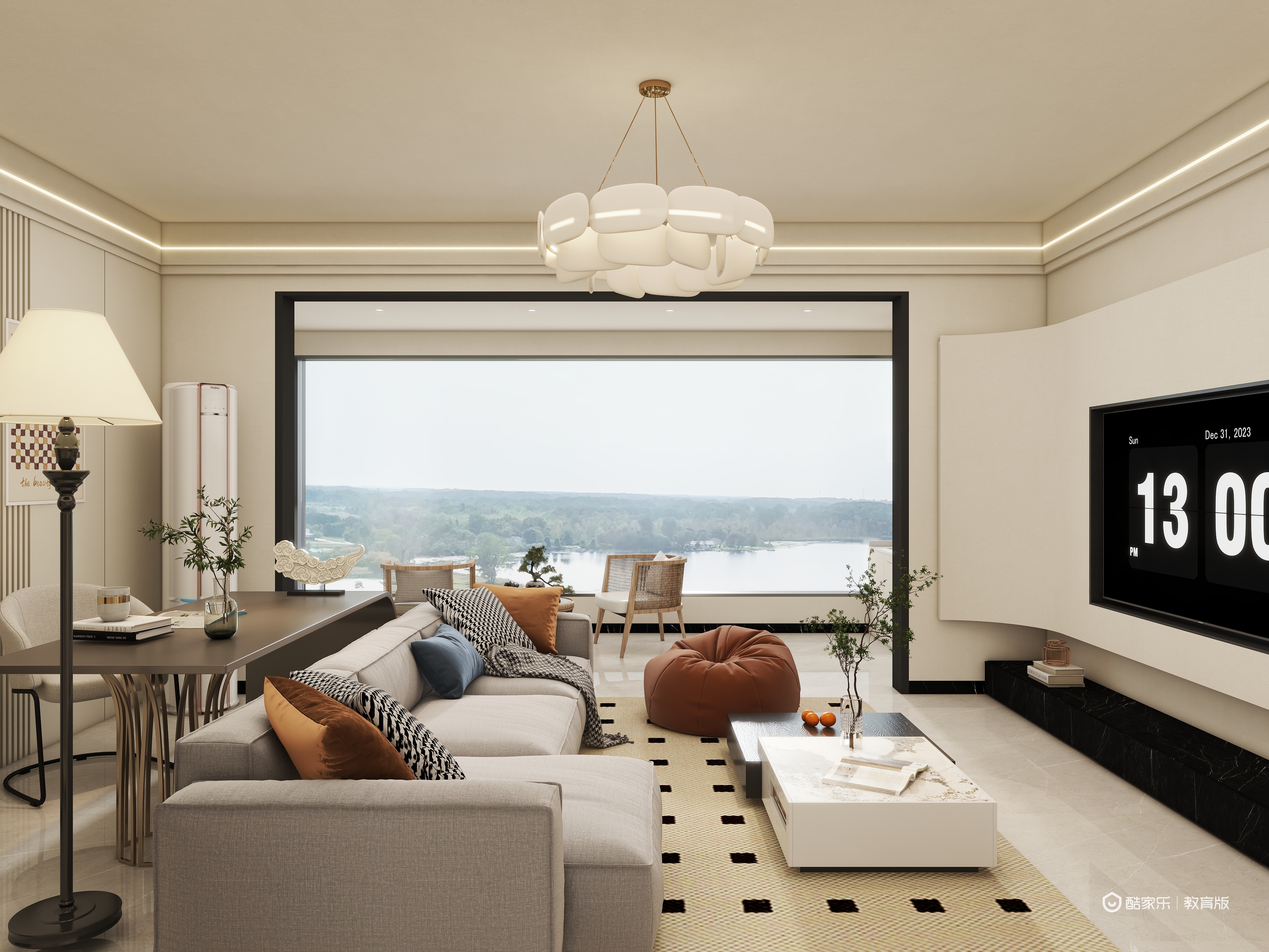 萌哩看海-现代奶油简约148㎡3室-装修设计方案