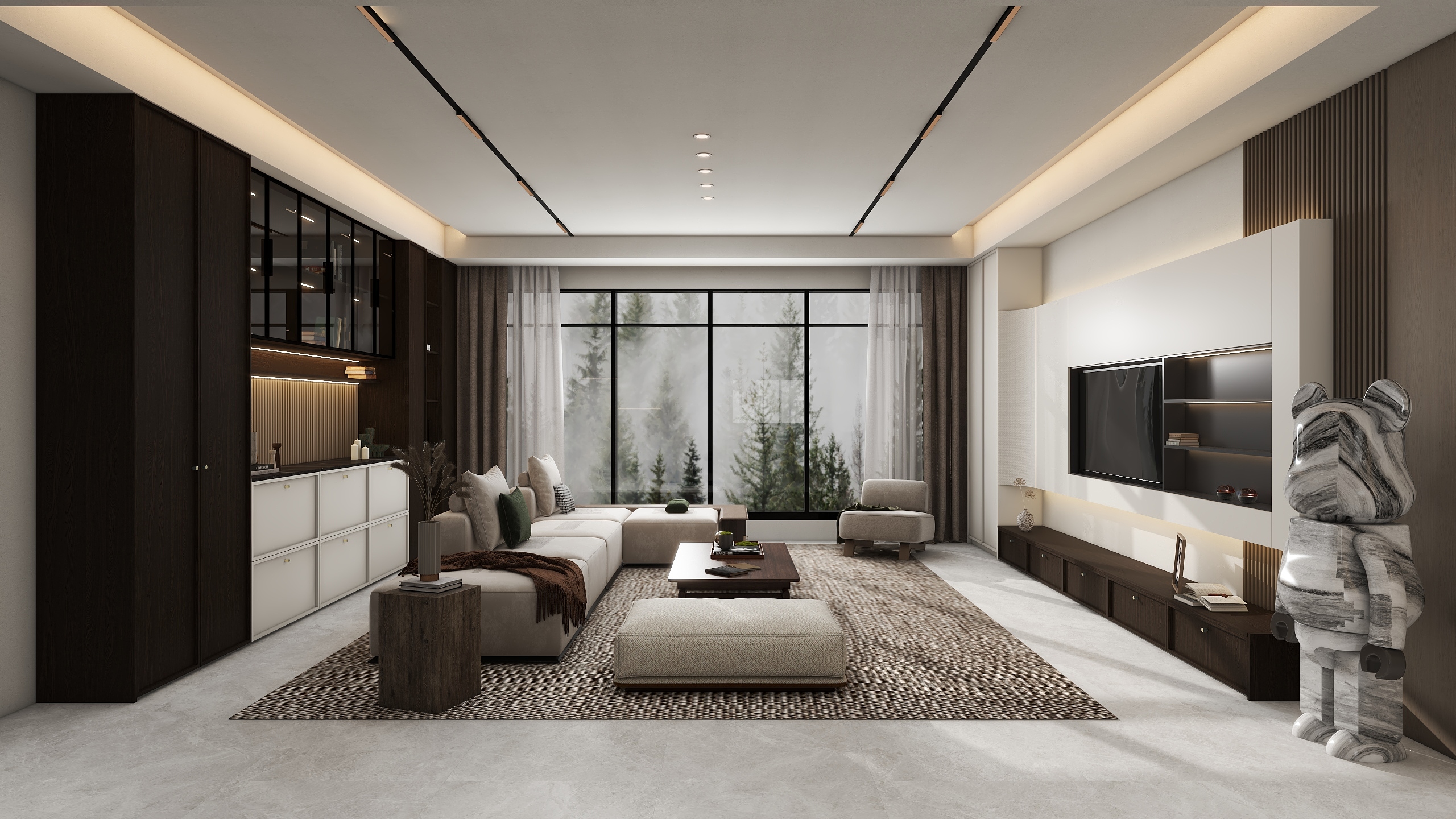 居里亚技术中心-原木复古骨格线装修效果图