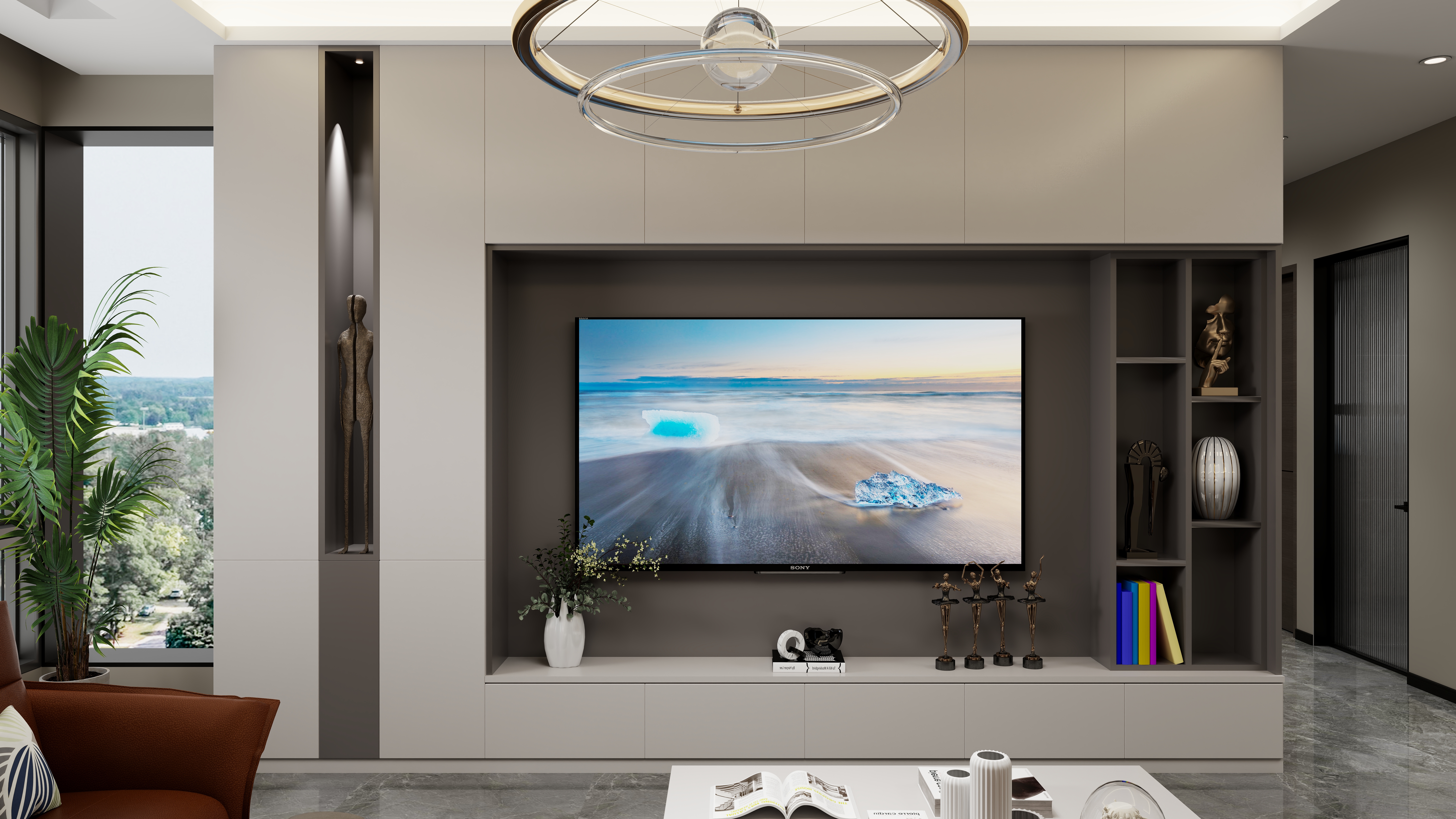 艺雅丽-77平现代简约一层客餐厅装修效果图第2张