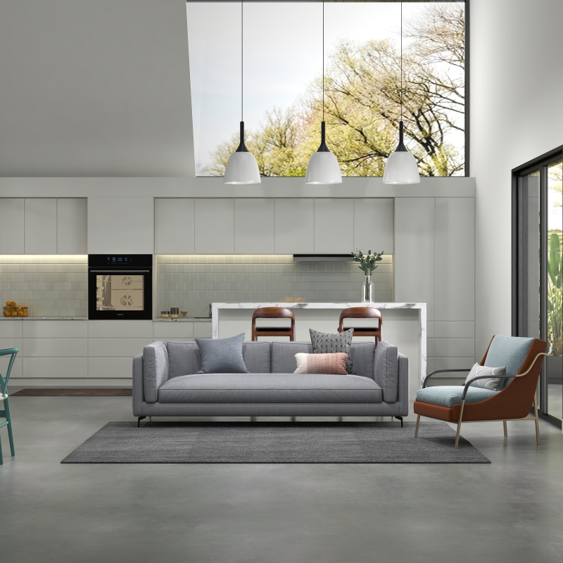 Minimalist Gray-White Living Room with Open Layout