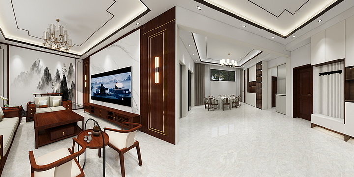 笑问粥可温-黄陵一楼新中式二楼现代第三版-装修设计方案