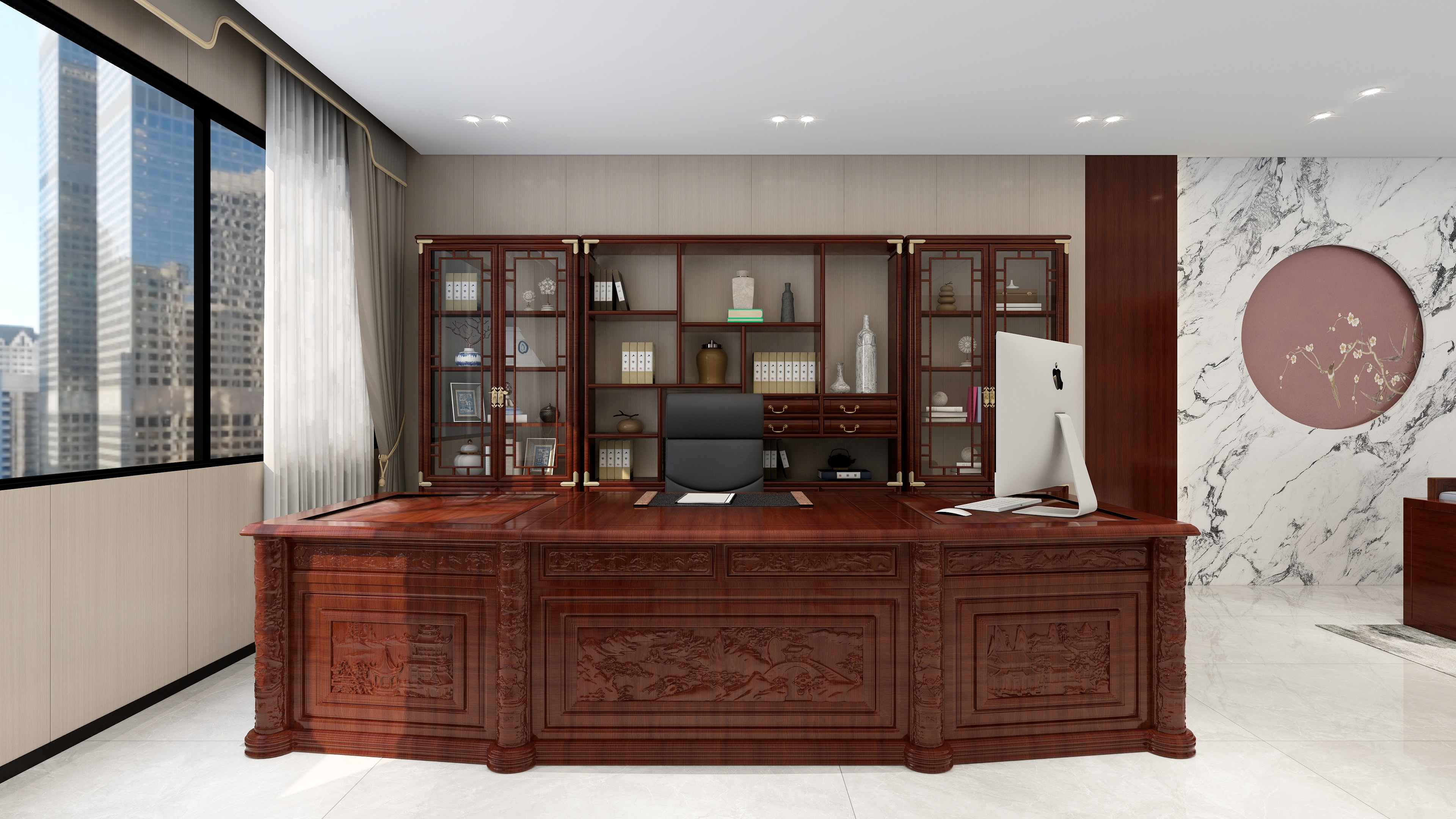 董事长办公室-纯中式-装修设计方案