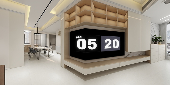 全案设计杨博-华发中城荟-中央首府-实木奶油风-装修设计方案