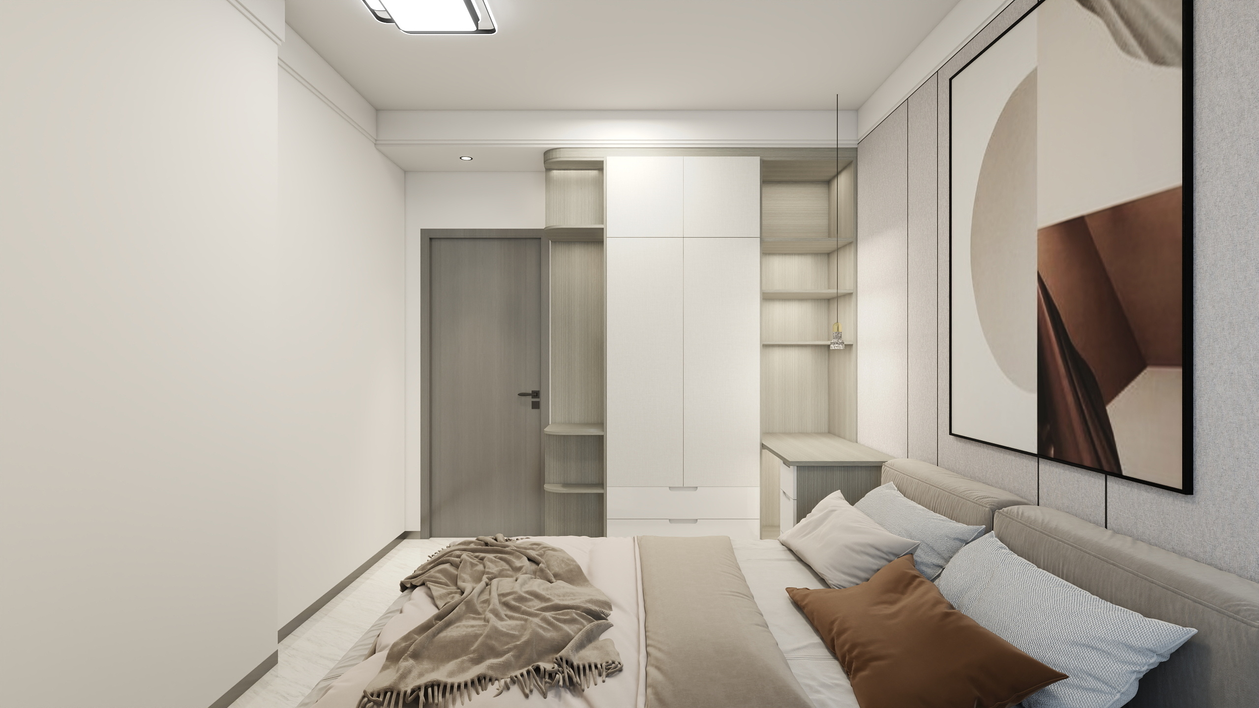 臻享建设-滨海湾1号现代简约129㎡4室装修效果图