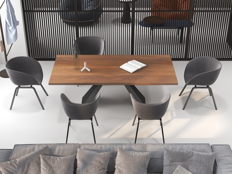 Modern Minimalist Dining Room with Gray Tone