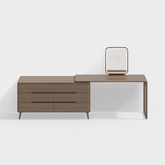 Brown 802 Six-Drawer Cabinet 3D Model