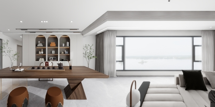 艺设工作室-平安江山赋鄂阿姨横厅-装修设计方案