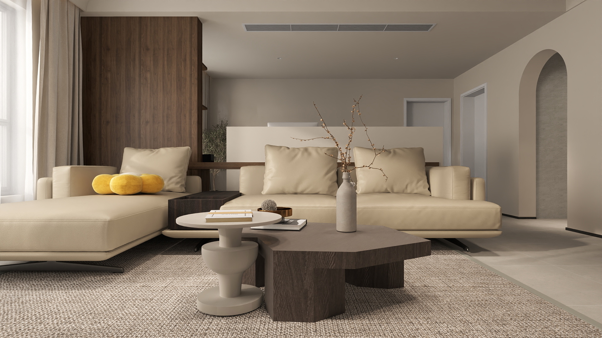 A周素人设计-130平3室中古奶油装修效果图