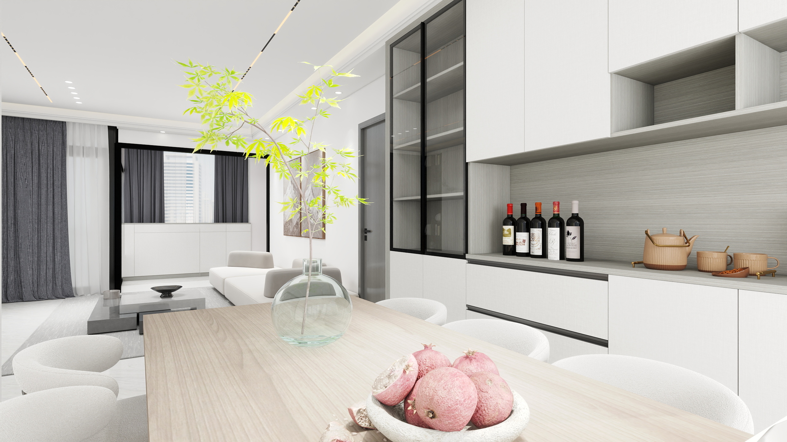 臻享建设-滨海湾1号现代简约129㎡4室装修效果图