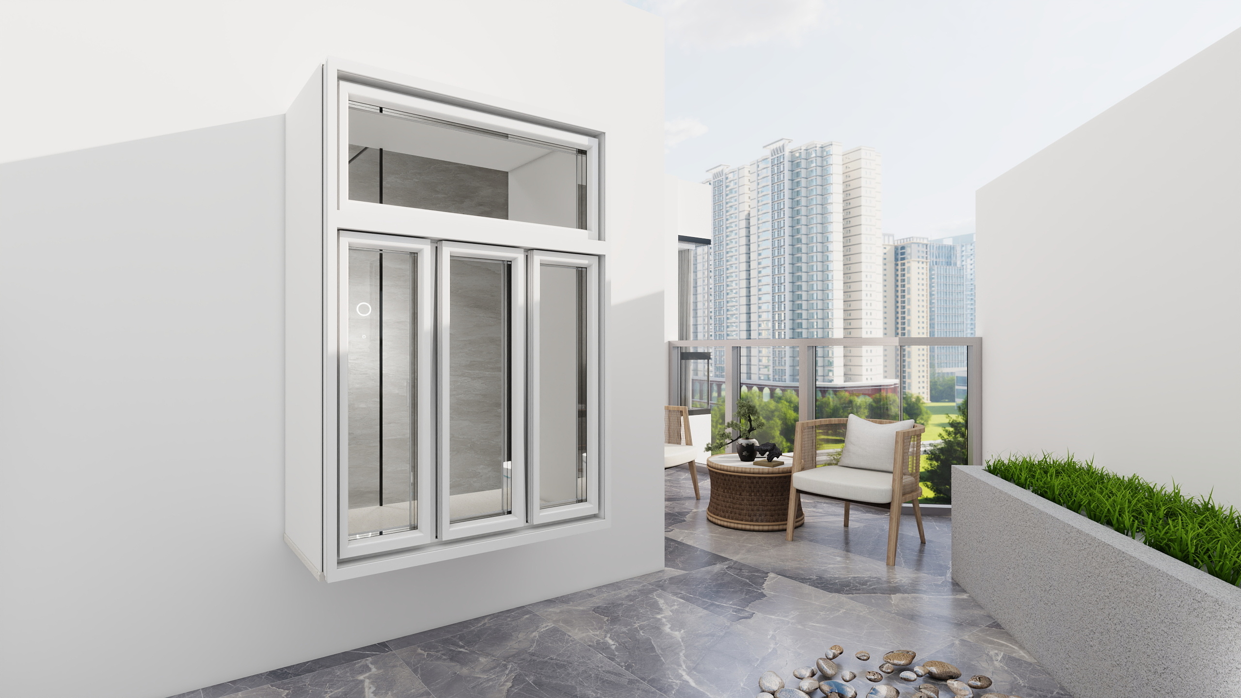 臻享建设-滨海湾1号现代简约129㎡4室装修效果图