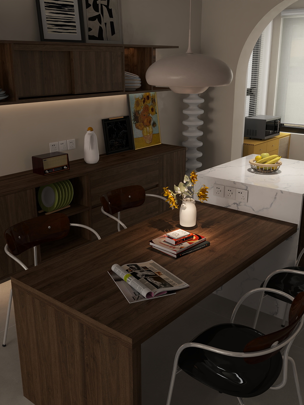 A周素人设计-130平3室中古奶油装修效果图