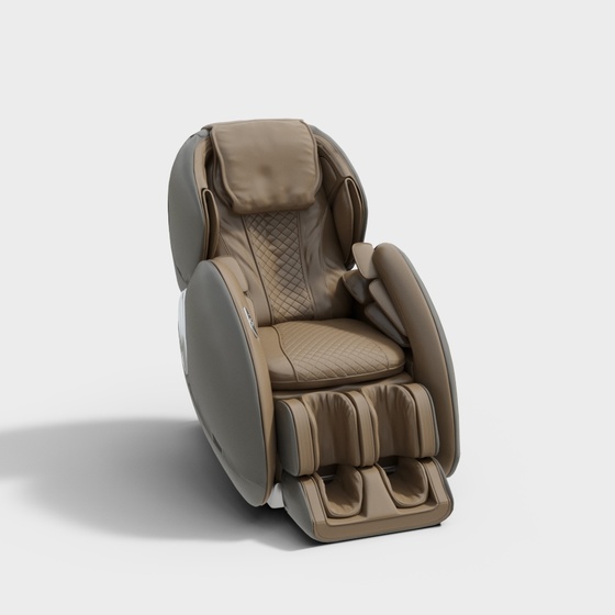 Modern Leather Massage Chair 3D Model in Brown Finish