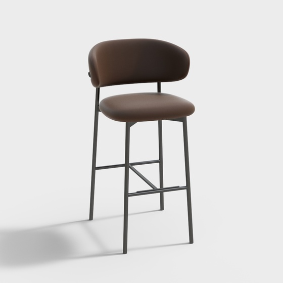 Modern Brown Bar Chair 3D Model