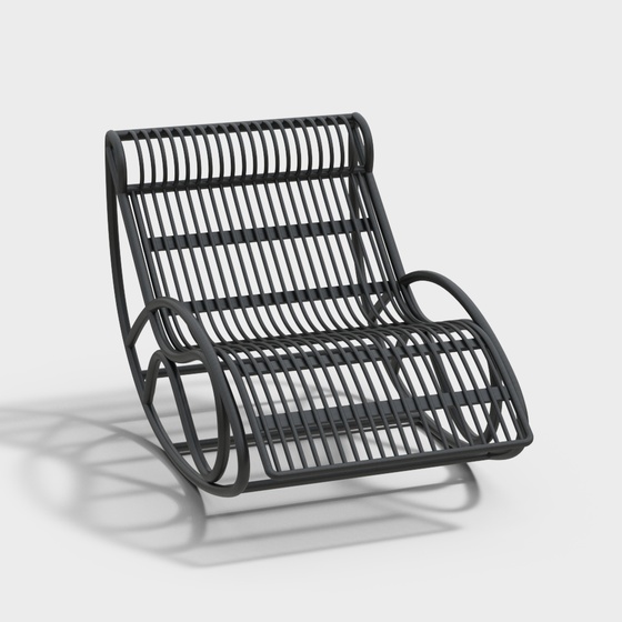 Contemporary Rocking Chair 3D Model in Black