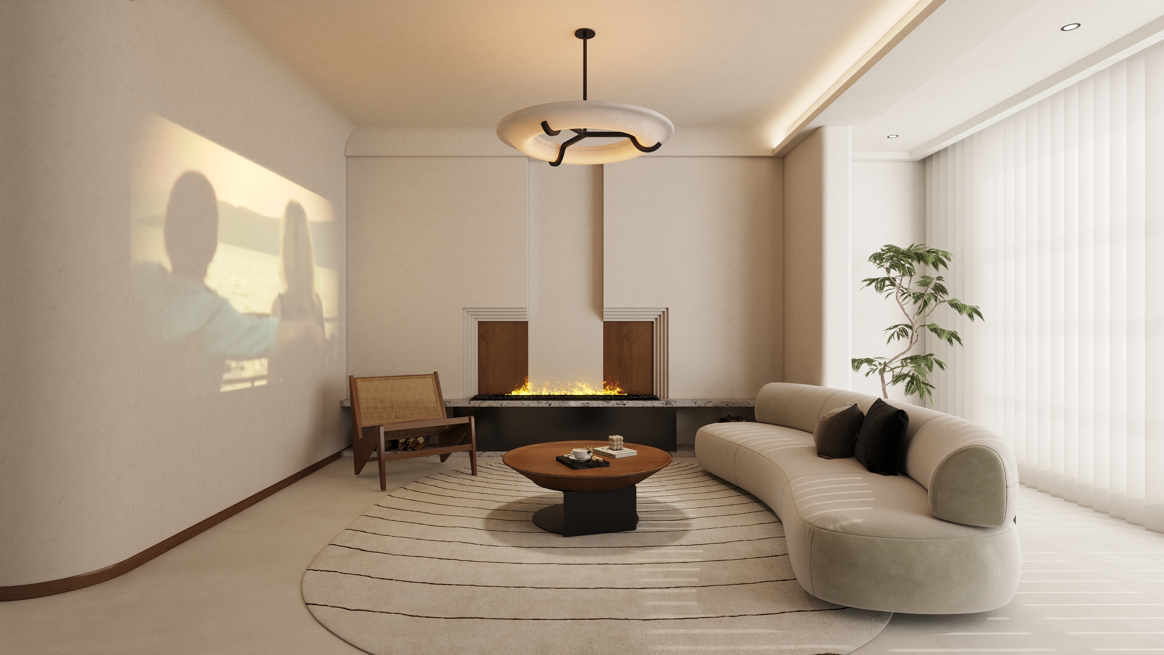 孙有权-『社君』156平丨中古侘寂风三居  装修效果图