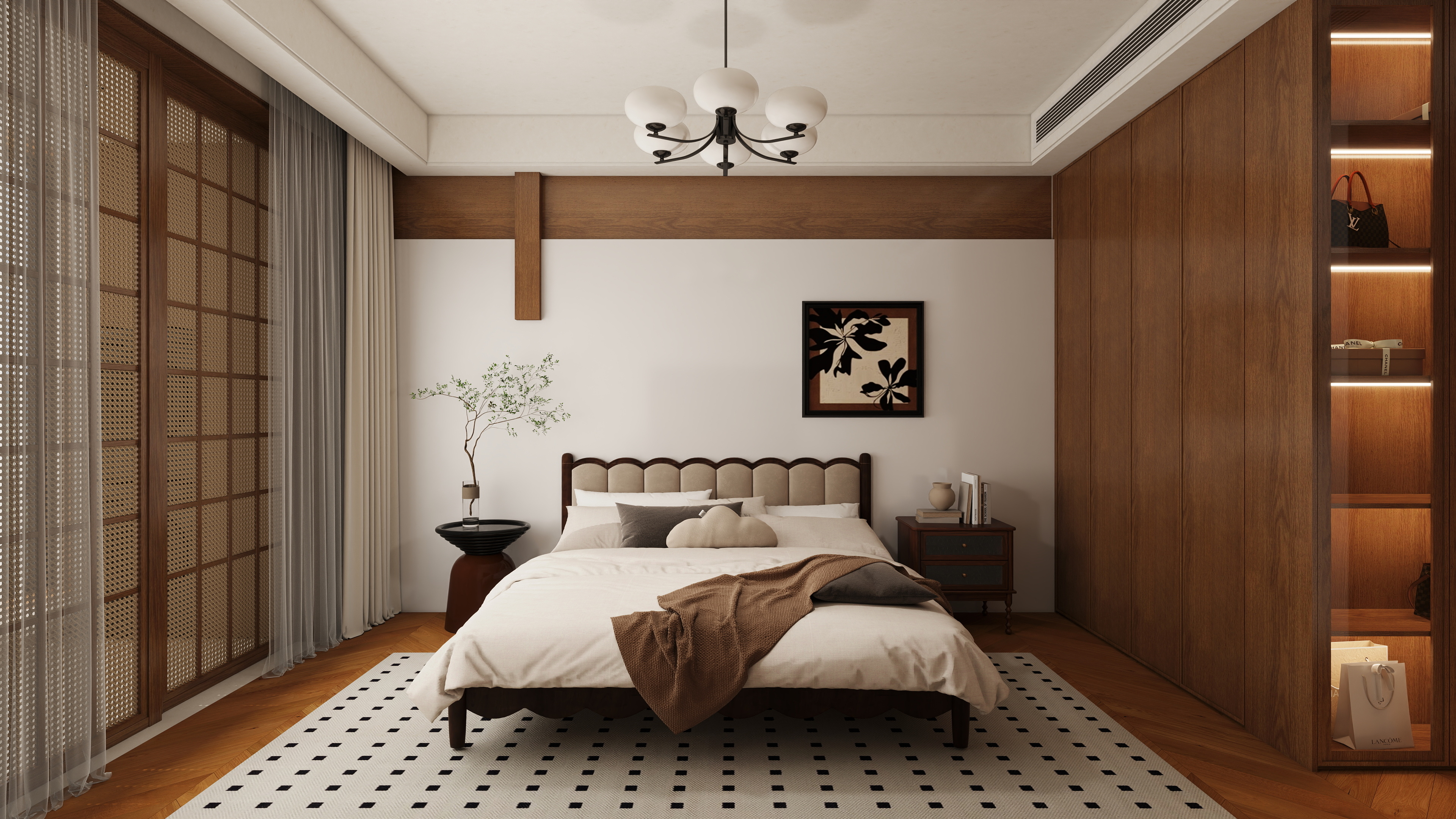 孙有权-『社君』156平丨中古侘寂风三居  装修效果图