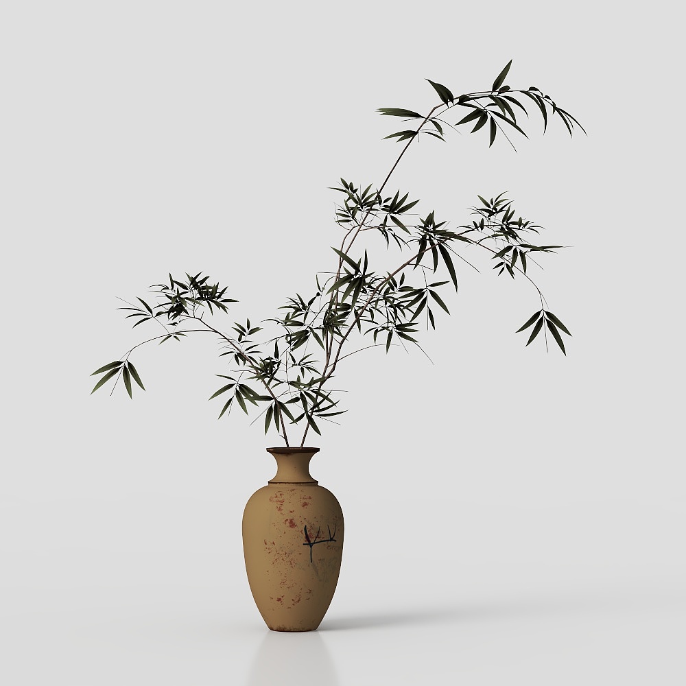 侘寂陶罐花瓶绿植