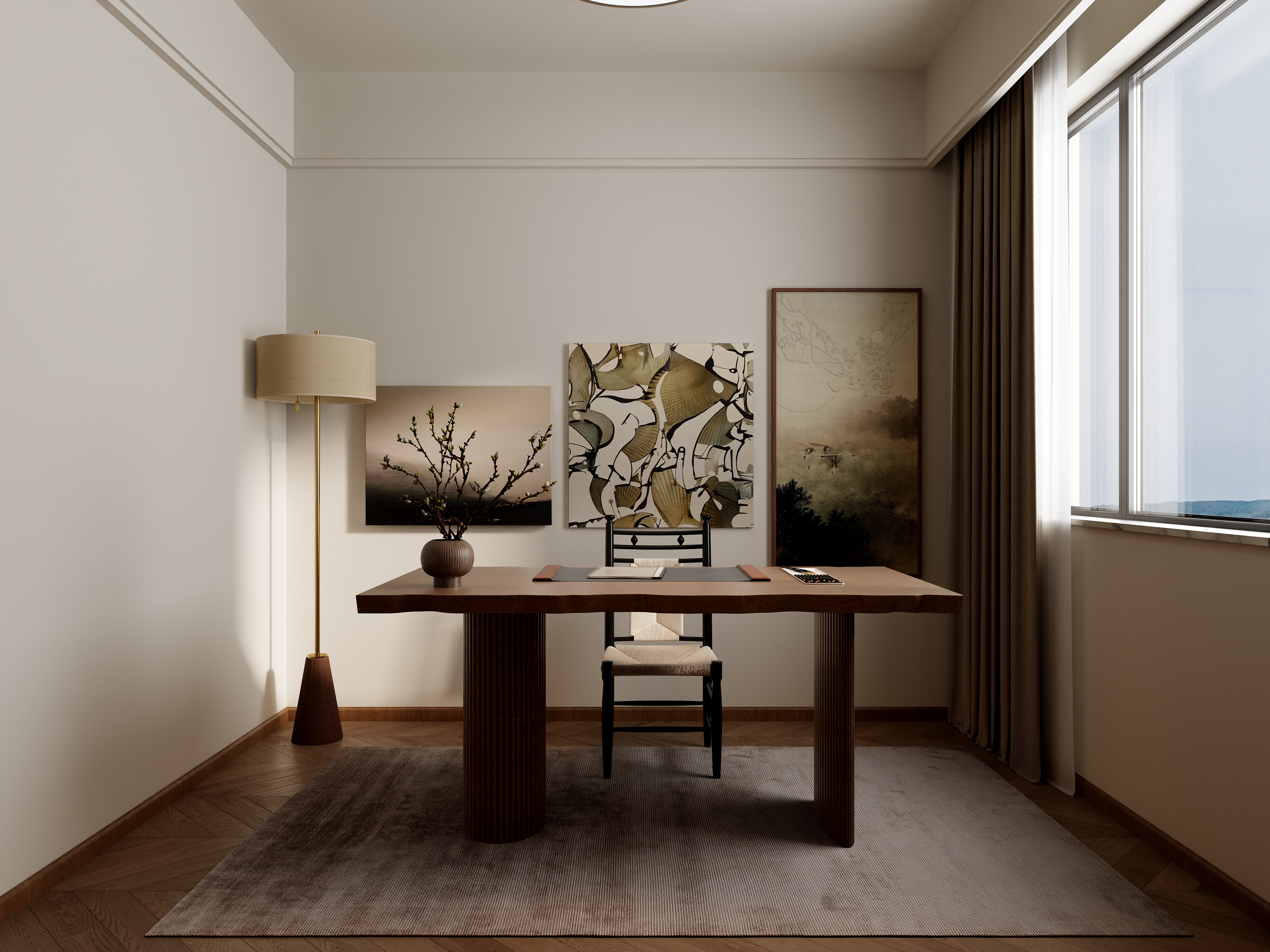 至简名设一钱春-120平奶油中古风三居室【何】装修效果图