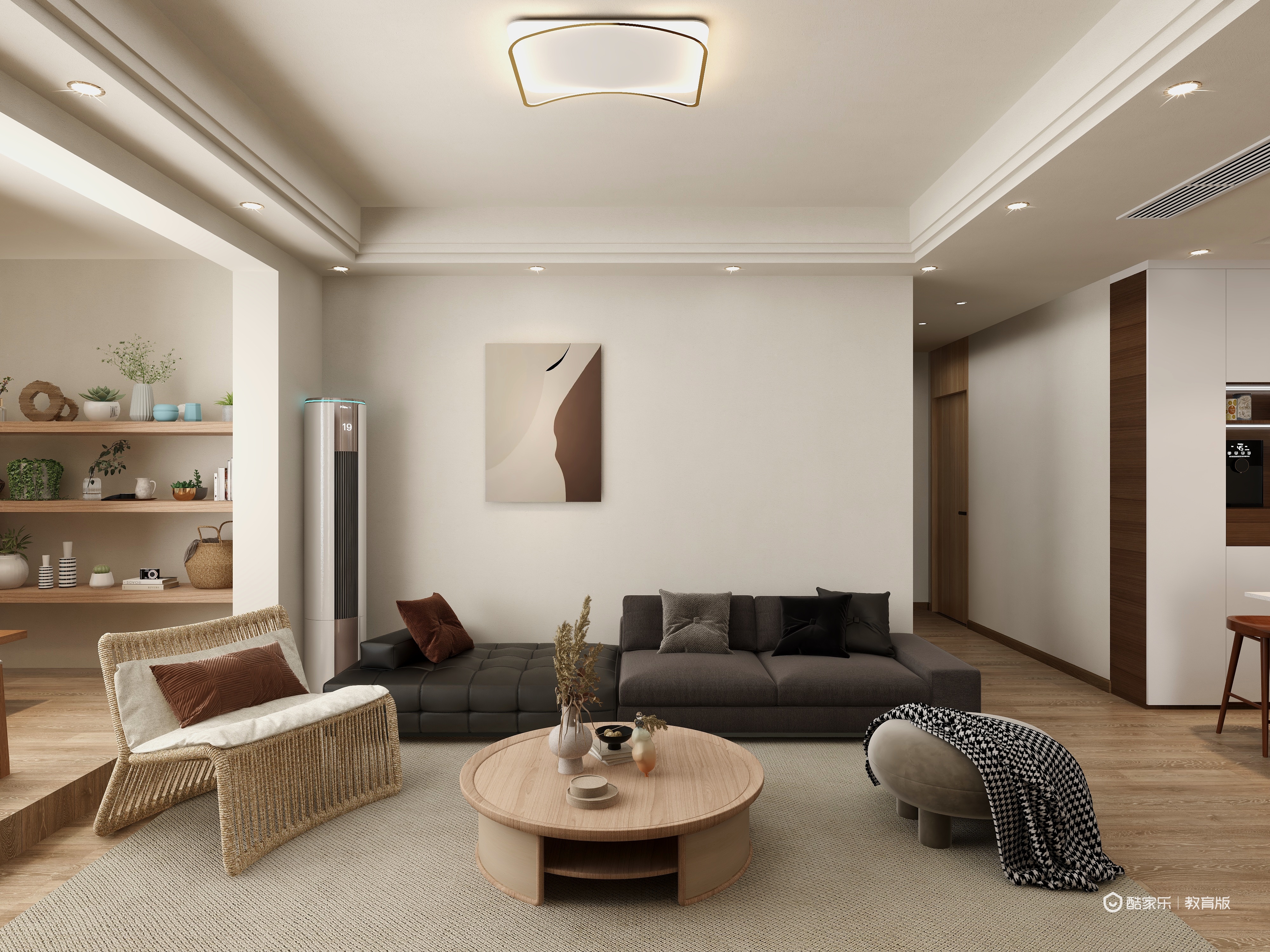 萌哩看海-凯旋一号上水湾原木133㎡4室装修效果图