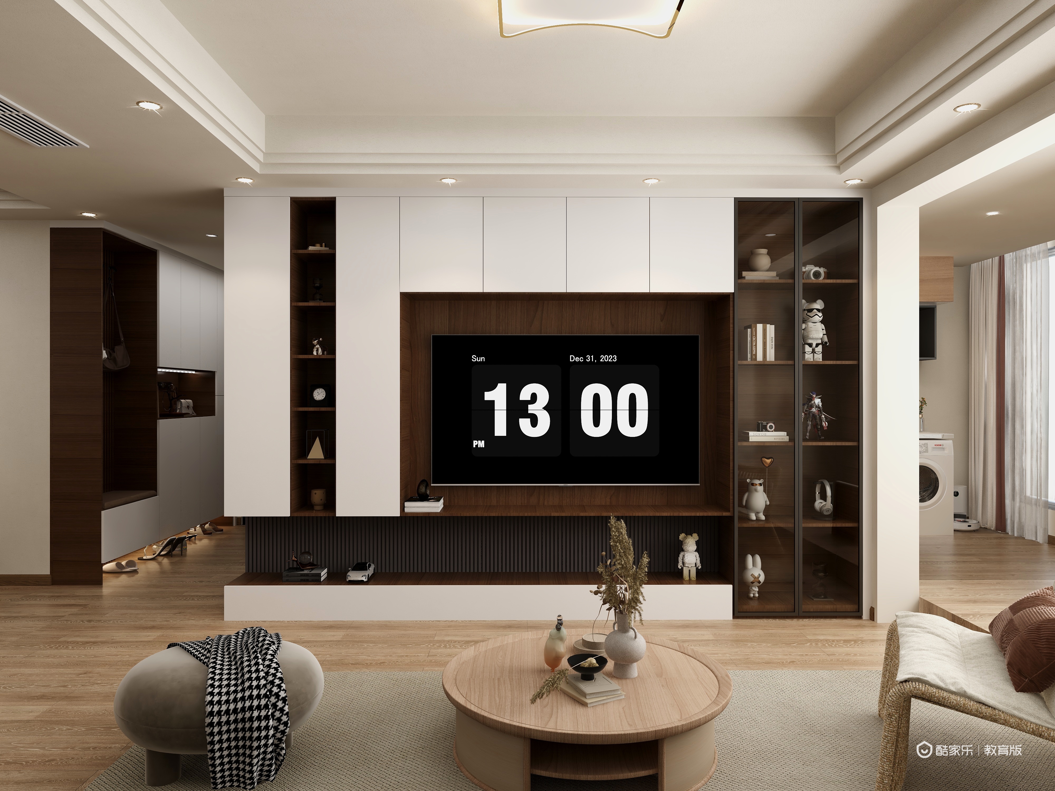 萌哩看海-凯旋一号上水湾原木133㎡4室装修效果图