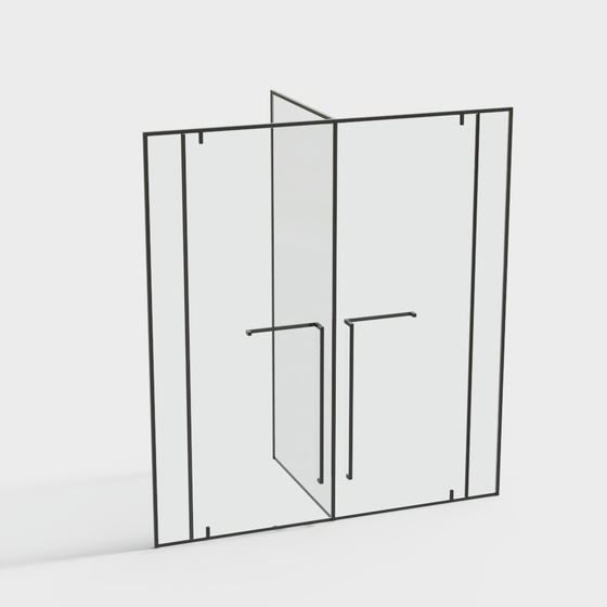 Black Glass Bathroom Partition 3D Model