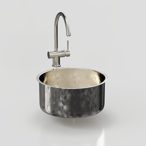 Stainless Steel Vegetable Washing Basin 3D Model in Gray